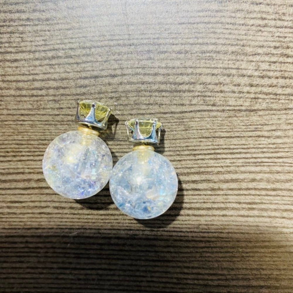 Clear Iridescent ball stud earrings